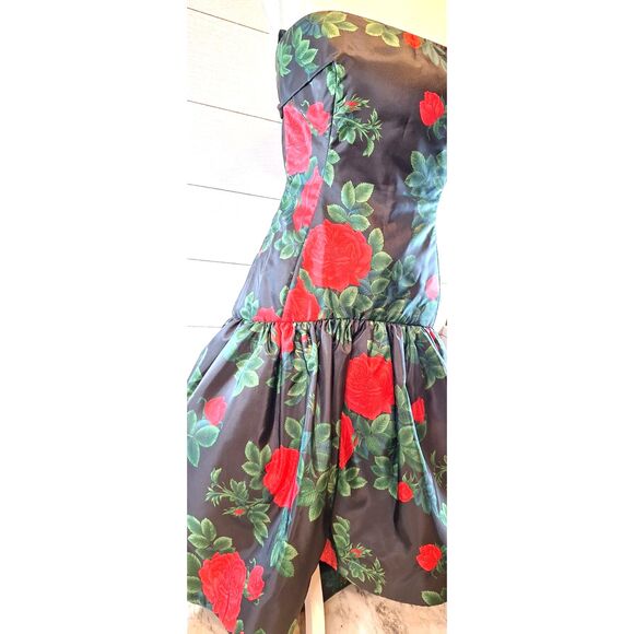 Morton Miles Design 80's Vintage Floral Rose Print Party Cocktail Prom Dress - Picture 5 of 16